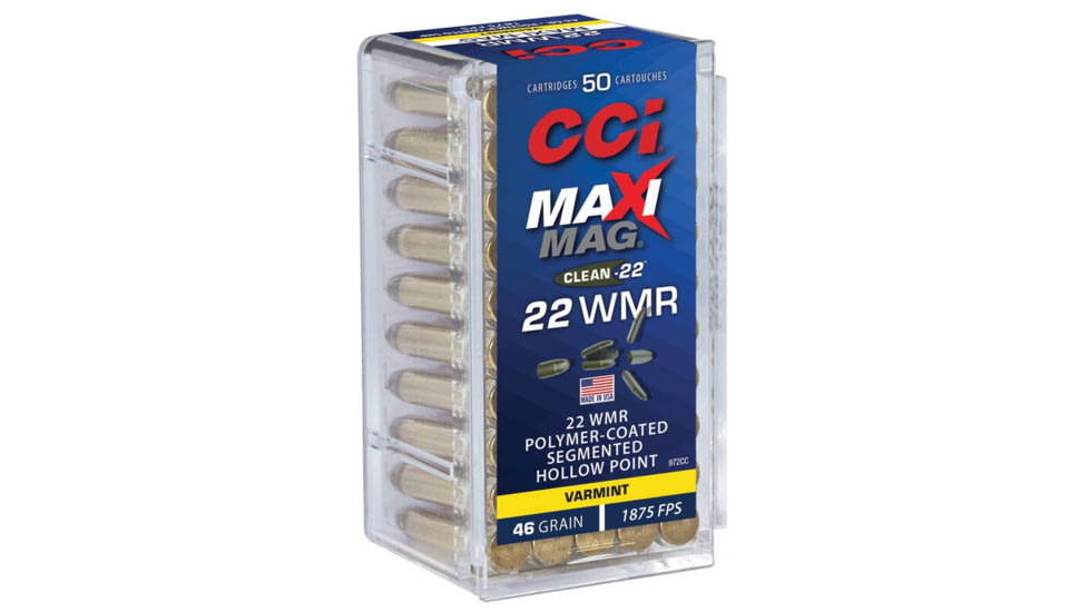 CCI Ammunition Maxi-Mag .22 Winchester Magnum Rimfire 46 Grain Segmented Hollow Point Rimfire Ammo, 2000 Round