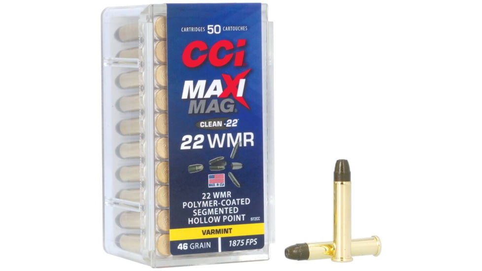 CCI Ammunition Maxi-Mag .22 Winchester Magnum Rimfire 46 Grain Segmented Hollow Point Rimfire Ammo, 2000 Round