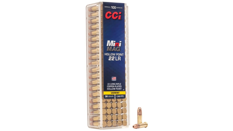 CCI Ammunition Mini-Mag .22 Long Rifle 36 Grain Copper Plated Hollow Point Rimfire Ammo, 5000 Round