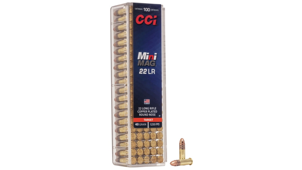 CCI Ammunition Mini-Mag .22 Long Rifle 40 Grain Jacketed Soft Point Rimfire Ammo, 100 Rounds, 30