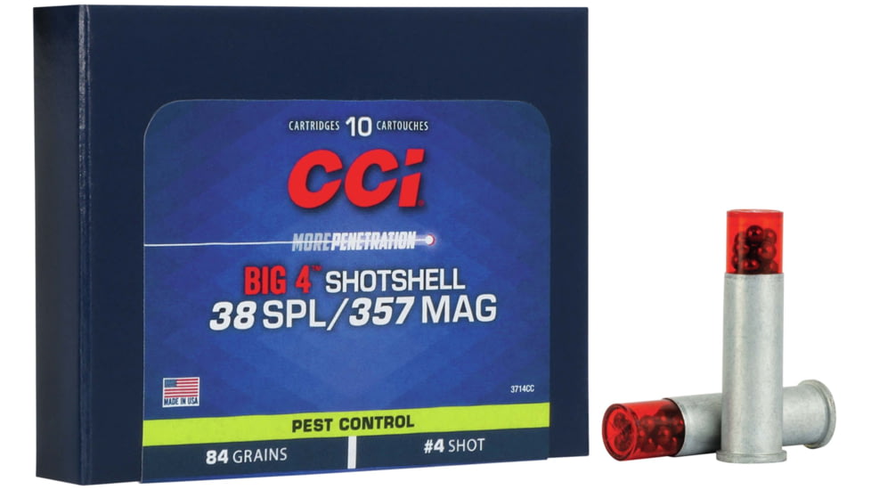 CCI Ammunition Pest Control Big 4 Shotshell .357 Magnum/ .38 Special 84 Grain Brass Centerfire Pistol Ammo, 10 Rounds, 3714CC