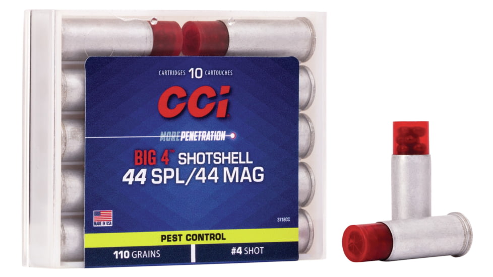 CCI Ammunition Pest Control Big 4 Shotshell .44 Special 110 Grain Brass Centerfire Pistol Ammo, 10 Rounds, 3718CC