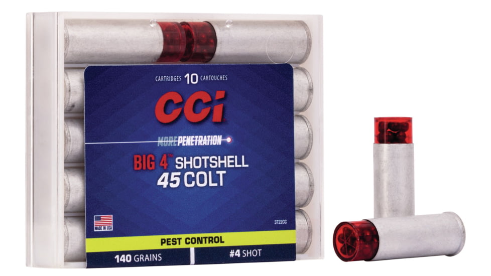 CCI Ammunition Pest Control Big 4 Shotshell .45 Colt 140 Grain Brass Centerfire Pistol Ammo, 10 Rounds, 3722CC