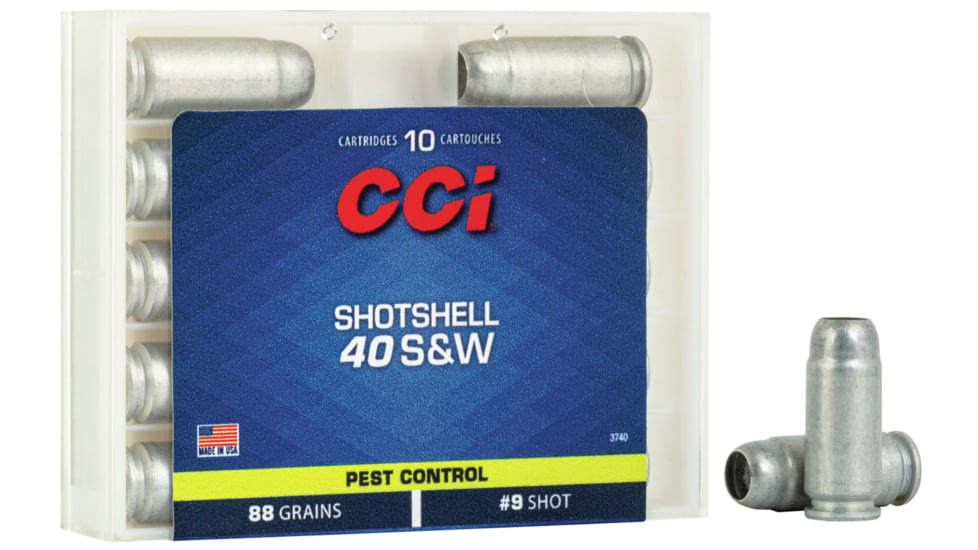 CCI Ammunition Pest Control Shotshell .40 S&amp;W 88 Grain Brass Centerfire Pistol Ammo, 10 Rounds, 3740