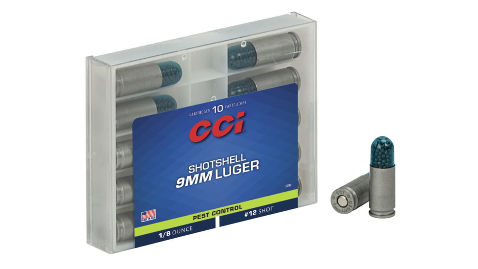 CCI Ammunition Pest Control Shotshell 9mm Luger 53 Grain Brass Centerfire Pistol Ammo, 10 Rounds, 3790