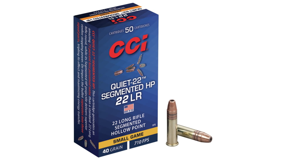 CCI Ammunition Quiet-22 Segmented HP .22 Long Rifle 40 Grain Segmented Hollow Point Rimfire Ammo, 50 Rounds, 970