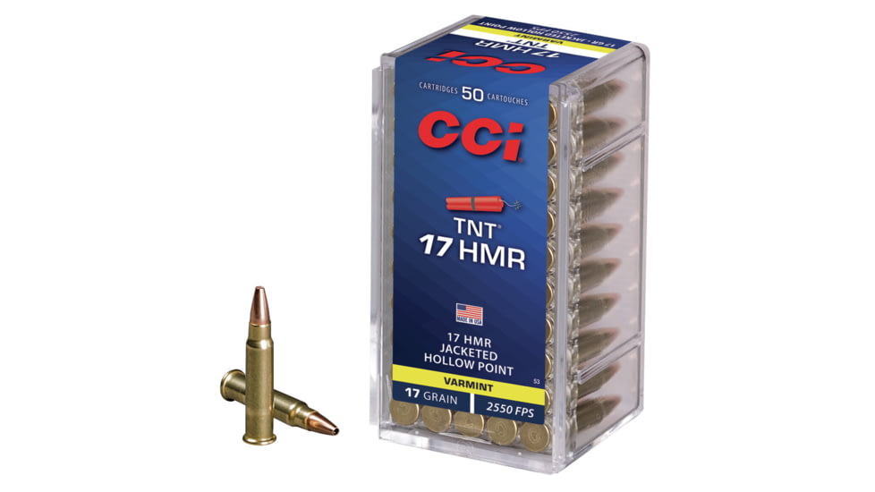 CCI Ammunition TNT .17 Hornady Magnum Rimfire 17 Grain TNT Jacketed Hollow Point Rimfire Ammo, 50 Rounds, 53