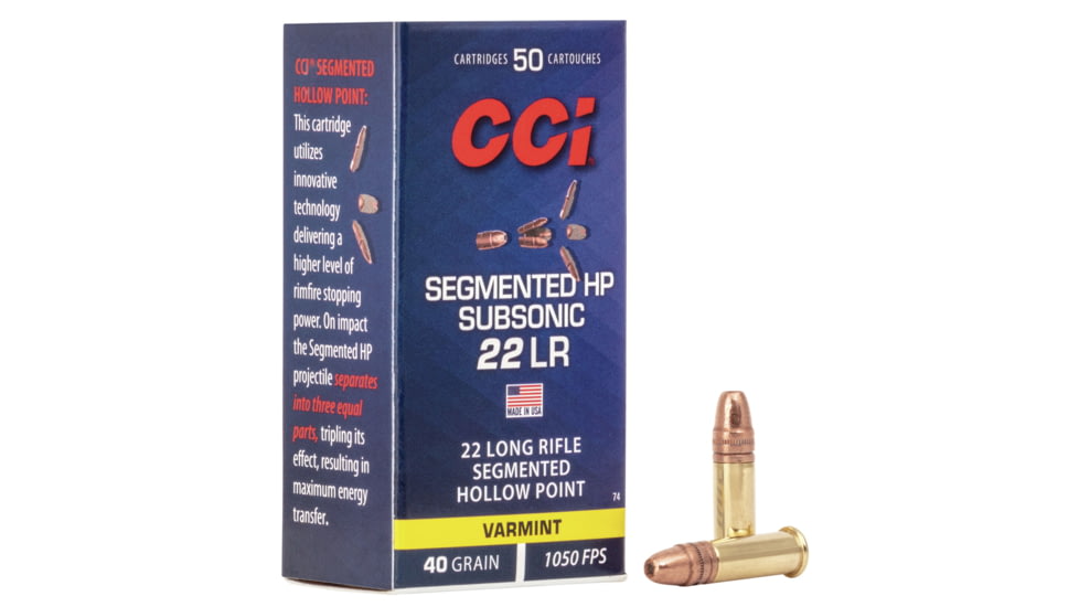 CCI Ammunition Segmented Hollow Point .22 Long Rifle 40 grain Segmented Hollow Point Rimfire Ammo, 50 Rounds, 74