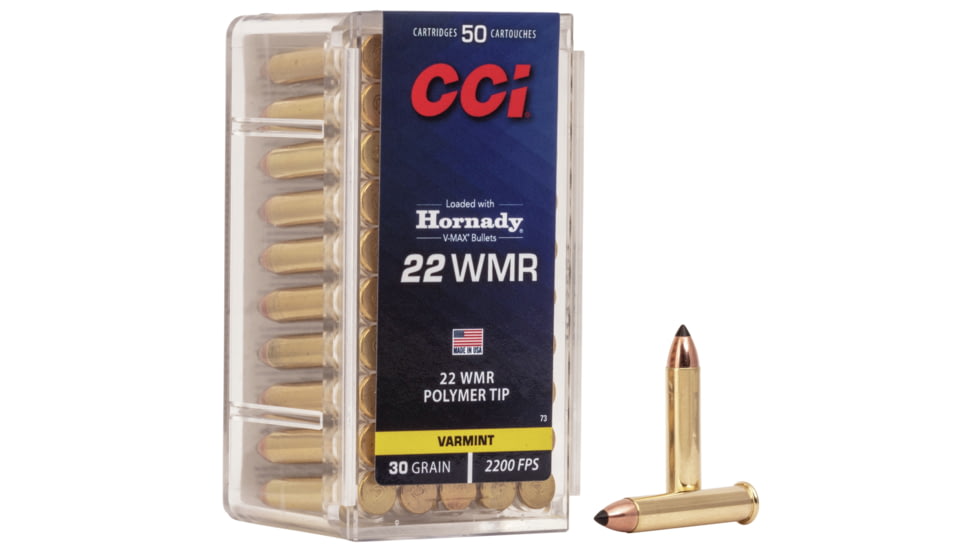 CCI Ammunition V-Max .22 Winchester Magnum Rimfire 30 Grain Hornady V-Max Rimfire Ammo, 50 Rounds, 73