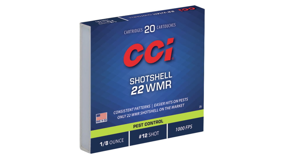 CCI Ammunition Rimfire Shotshell .22 Winchester Magnum Rimfire 52 Grain Shotshell Rimfire Ammo, 20 Rounds, 25