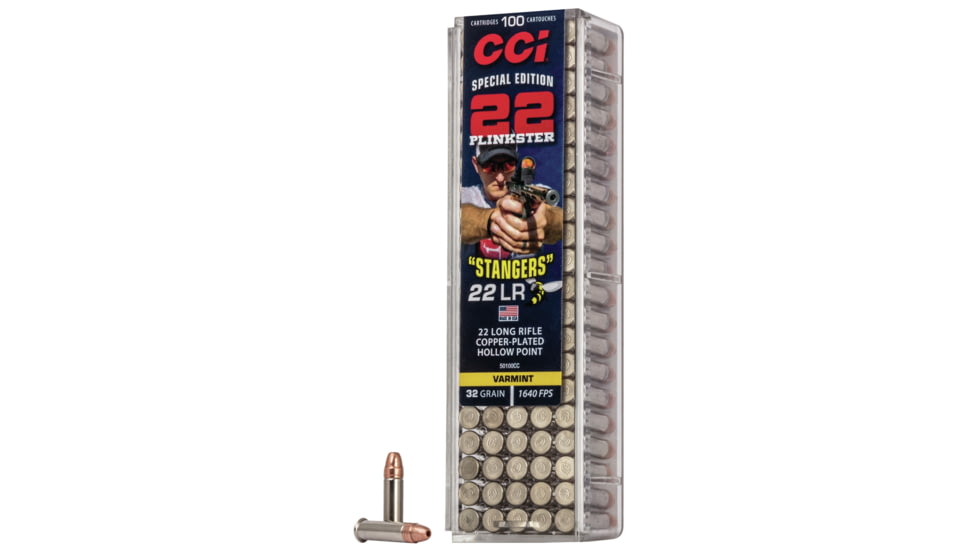CCI Ammunition Stinger .22 Long Rifle 32 Grain Copper Plated Hollow Point Rimfire Ammo, 100 Rounds, 50100CC