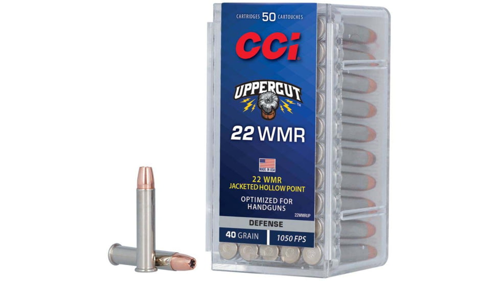 CCI Ammunition Uppercut .22 Winchester Magnum Rimfire 40 Grain Uppercut Jacketed Hollow Point Brass Cased Pistol Ammo, 50 Rounds, 22WMRUP
