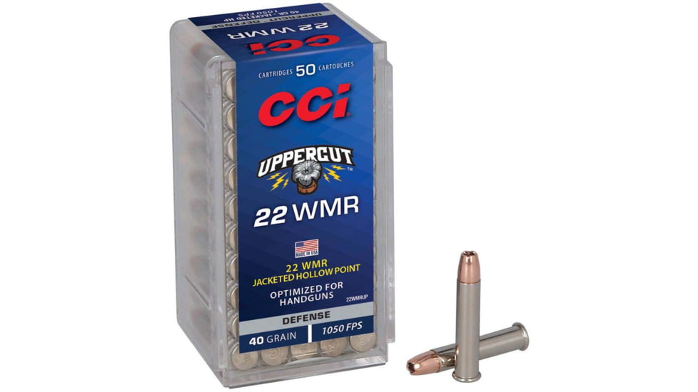 CCI Ammunition Uppercut .22 Winchester Magnum Rimfire 40 Grain Uppercut Jacketed Hollow Point Brass Cased Pistol Ammo, 50 Rounds, 22WMRUP