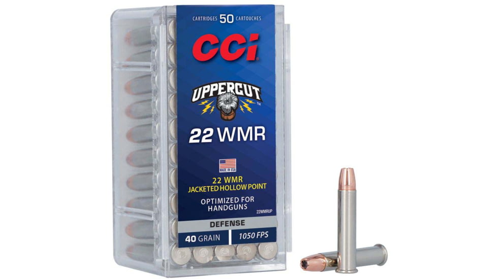 CCI Ammunition Uppercut .22 Winchester Magnum Rimfire 40 Grain Uppercut Jacketed Hollow Point Brass Cased Pistol Ammo, 50 Rounds, 22WMRUP