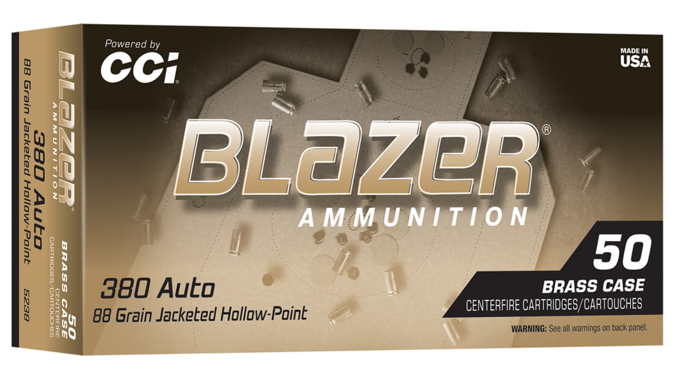 CCI Pistol Ammo Blazer Brass 380 98 Jhp 50/10, 5238