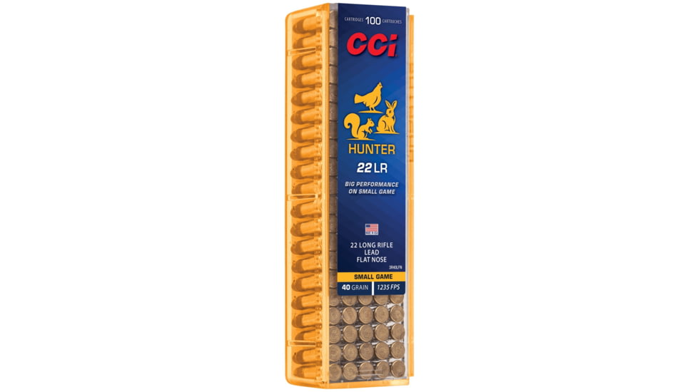 CCI .22LR 40 Grain 1235 FPS Lead Flat Nose Brass Rimfire Ammo, 100 Rounds, 3R40LFN