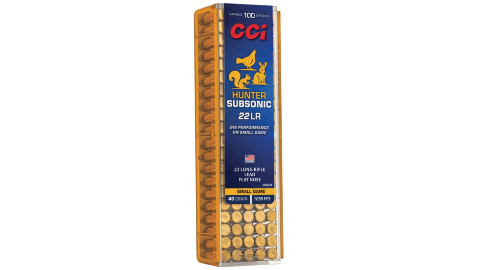 CCI .22LR 40 Grain 1050 FPS Lead Flat Nose Brass Rimfire Ammo, 100 Rounds, 2R40LFN