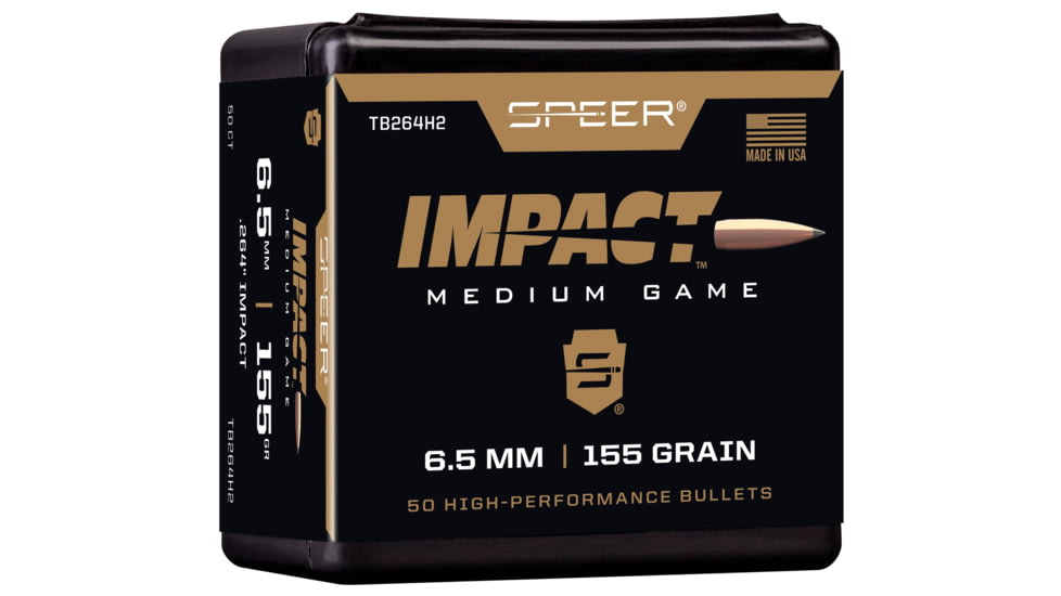 Speer .264 Rifle Bullet, 156 Grain, Impact, 50 Bullets, TB264H2