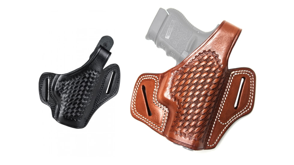 Cebeci Arms Springfield Leather Basketweave Pancake Holster 20948, Black, Tan