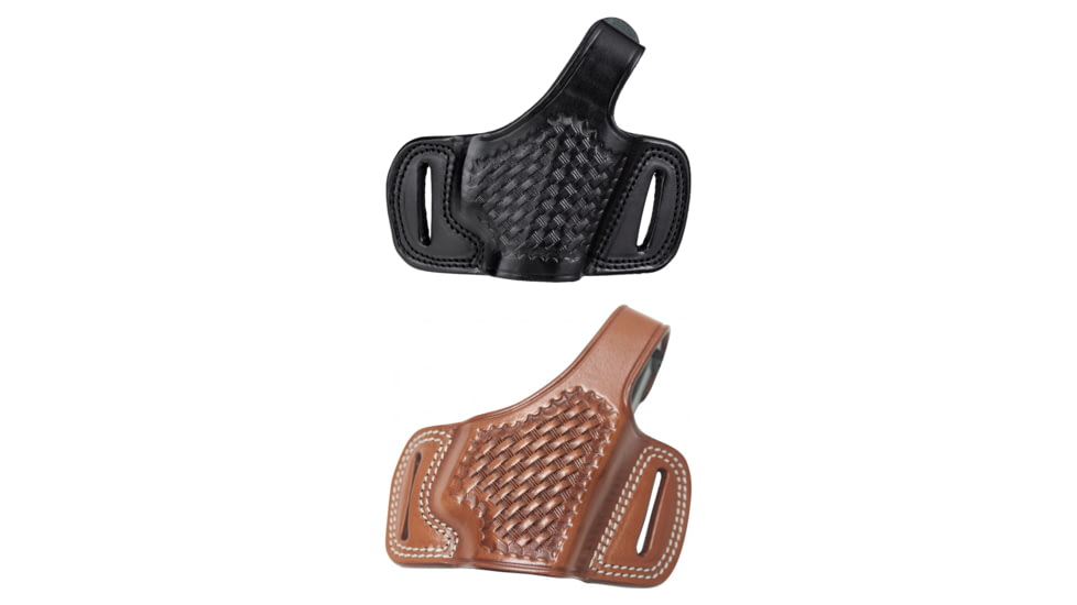 Cebeci Arms Springfield Leather Half Pancake Holster Basketweave 20955, Black, Tan