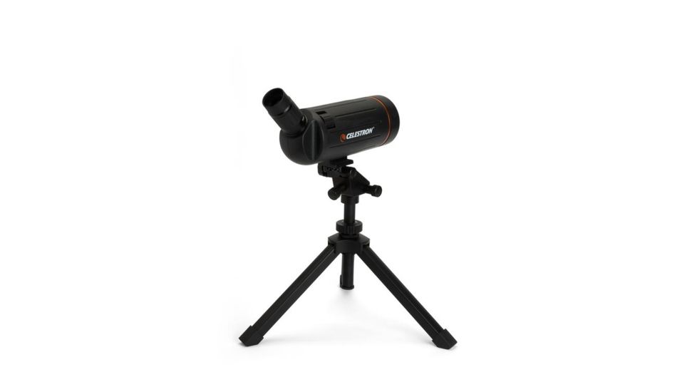 Celestron C70 Mini Mak 25-75x Zoom Angled Spotting Scope, Black w/ Table Tripod 52238