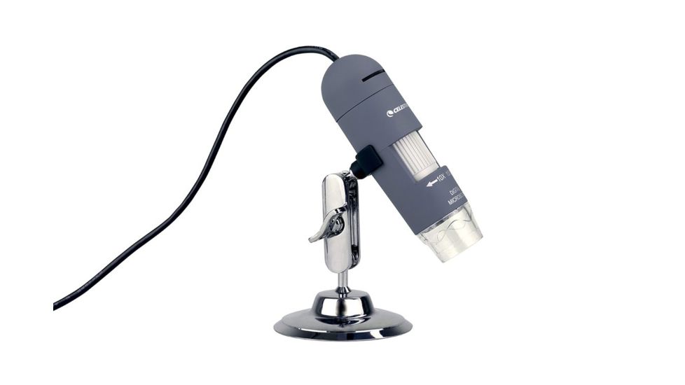 Celestron Deluxe Handheld Digital Microscope Dual Axis, Gray, 44302-C