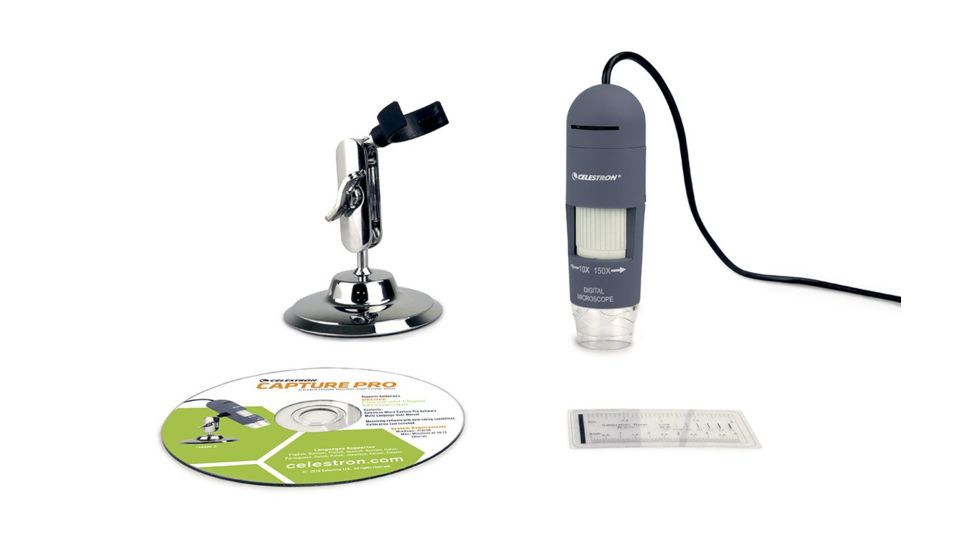 Celestron Deluxe Handheld Digital Microscope Dual Axis, Gray, 44302-C