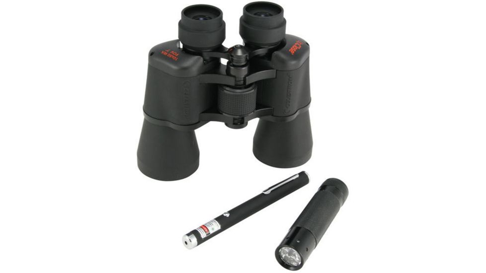 Celestron Green Laser Optical Kit - UpClose 10x50 Binoculars, Green Laser Pointer, Red LED Flashlight 72105