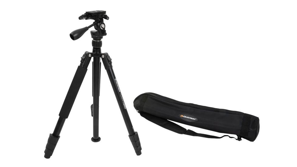 Celestron Hummingbird Fast Action Pan Tilt Head Tripod, Black, 82051