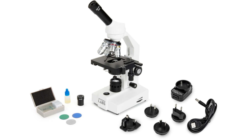 Celestron Labs CM2000CF Compound Microscope,10x,20x Eyepieces and 4x,10x,40x,100x Achromatic Objective Lenses 44130