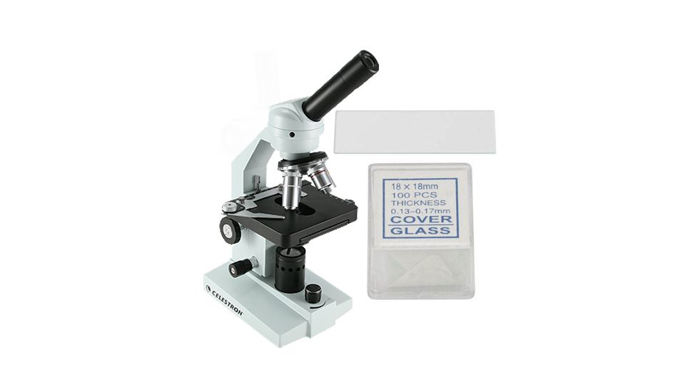 Celestron Advanced High Power Microscope 44106 with Free Celestron Blank Slides - 72 piece box 44416 &amp; Free Celestron Cover Slips - 100 piece box 44418