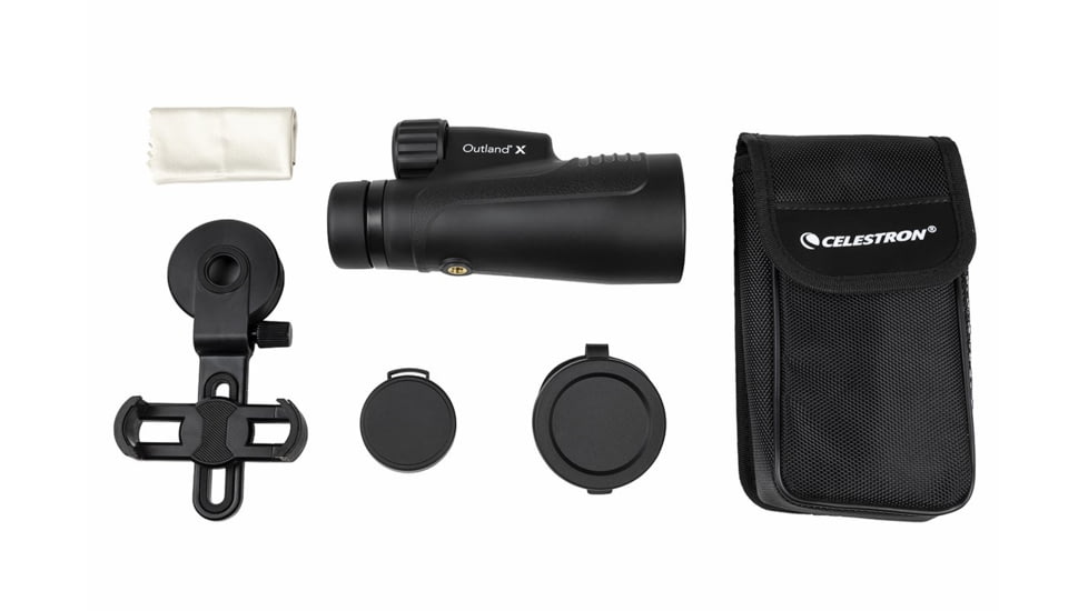 Celestron Outland X 10x50 Monocular w/ Smartphone Adapter, 16.8 mm, Bak-4, Multicoated, Black, 72370