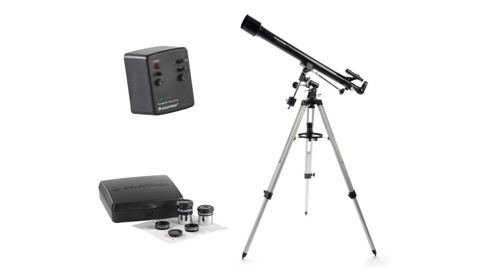 Celestron PowerSeeker 60 EQ Astronomical Telescope 21043 w/ PowerSeeker Accessory Kit 94306 and Motor Drive 93514