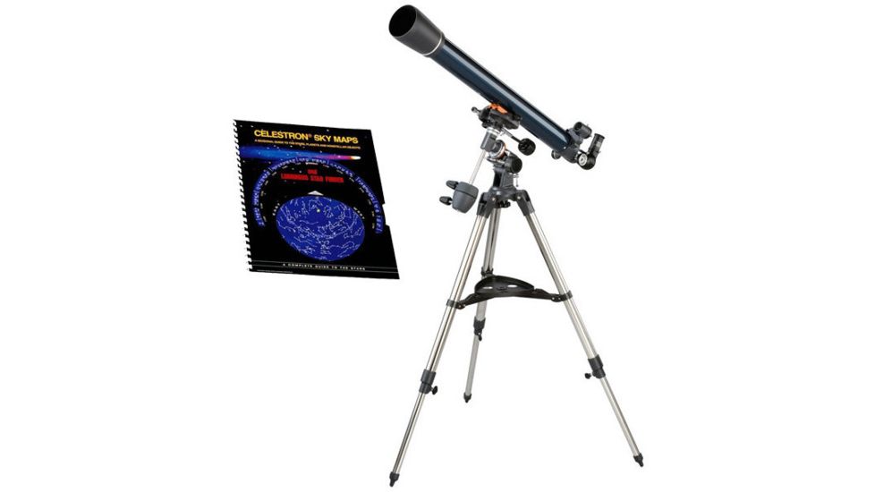 Celestron AstroMaster 70 EQ Telescope 21062 with Sky Maps Chart 93722