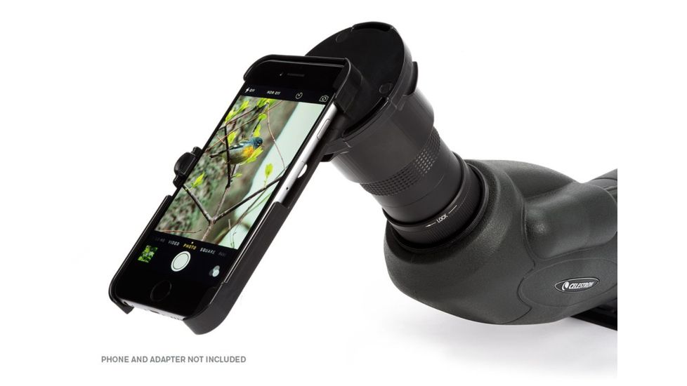 OpticsPlanet Exclusive Celestron TrailSeeker 20-60x80mm Spotting Scope w/TS Tripod &amp; Smartphone Adapter, Black, 52332-OP-DS