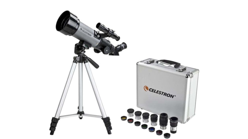 Celestron Travel Scope 70DX, 10-168x Portable Telescope, Gray/Black, with Eyepice Filter Accessory Kit