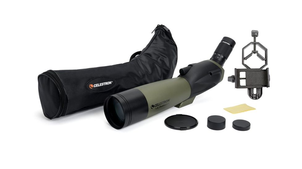 Celestron Ultima 80 Angled Spotting Scope, 20-60x80mm, 45 Degree w/ Smartphone Adapter 52350