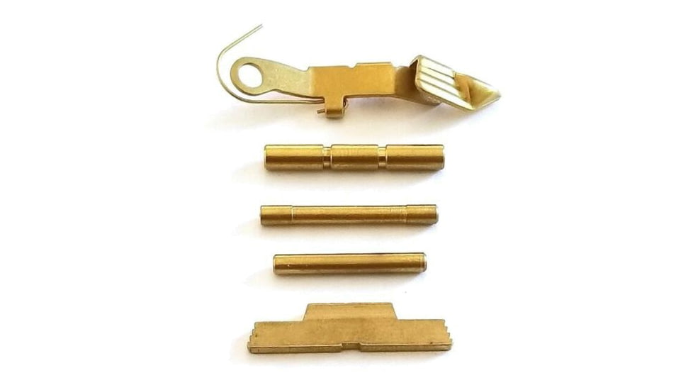 Centennial Defense Systems Extended Control Kit w/Serrated Mag Release for Gen 1-3 Glock 9mm, .40S&amp;W, .357SIG, 3 Pins, TiN, Gold, 40125