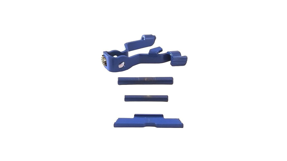 Centennial Defense Systems Extended Control Kit w/Mag Release for Gen 5 Glock, Serrated, 2 Pins, Blue, 40347