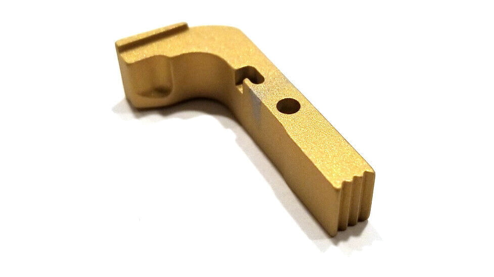 Centennial Defense Systems Extended Mag Release w/2.5lb Spring for Gen 1-3 9mm, .40S&amp;W, .357SIG Glock, Serrated, Gold, 20594