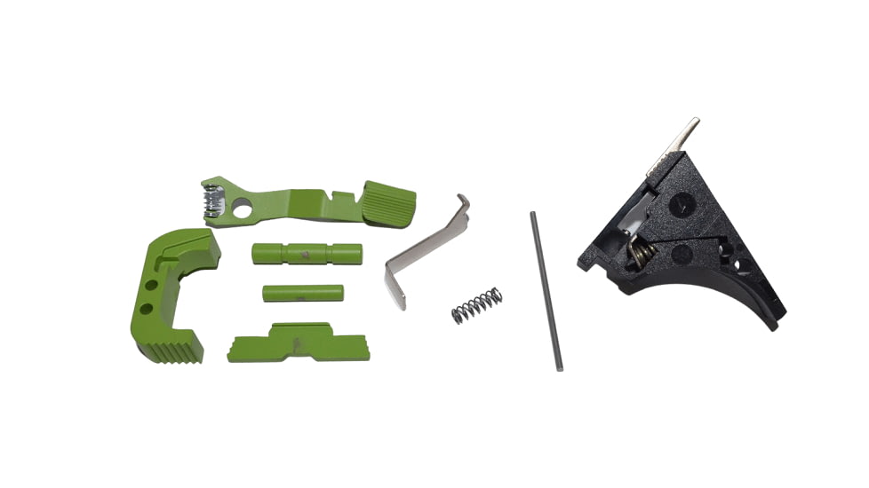 Centennial Defense Systems Glock 43 Lower Parts Kit, Serrated, 2.5lb Mag Catch Spring, Factory Trigger Spring Weight, Zombie Green, LPK-EXT-MOD15