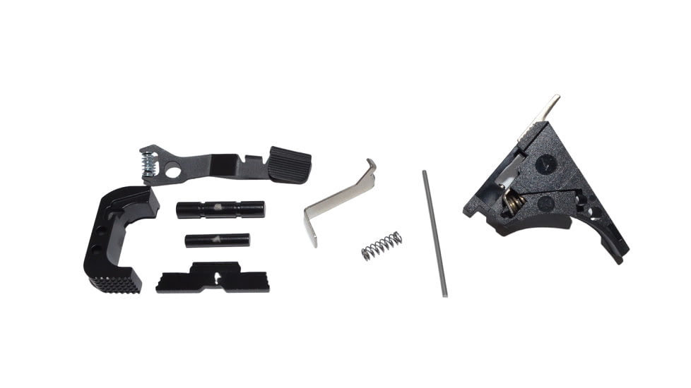 Centennial Defense Systems Glock 43 Lower Parts Kit, Strippled,2.5lb Mag Catch Spring, Factory Trigger Spring Weight, Black, LPK-EXT-MOD91