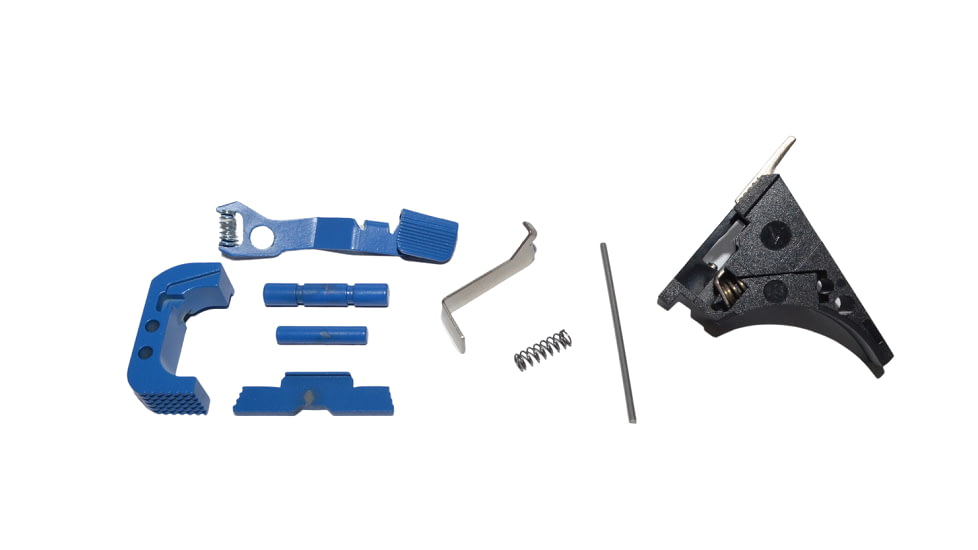 Centennial Defense Systems Glock 43 Lower Parts Kit, Strippled,2.5lb Mag Catch Spring, Factory Trigger Spring Weight, Blue, LPK-EXT-MOD92