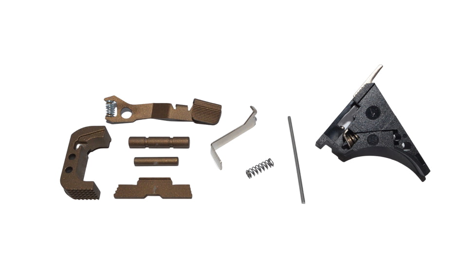 Centennial Defense Systems Glock 43 Lower Parts Kit, Strippled,2.5lb Mag Catch Spring, Factory Trigger Spring Weight, Burnt Bronze, LPK-EXT-MOD93
