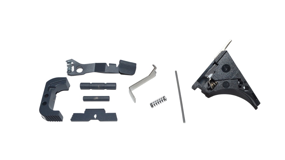 Centennial Defense Systems Glock 43 Lower Parts Kit, Strippled,2.5lb Mag Catch Spring, Factory Trigger Spring Weight, Glock Gray, LPK-EXT-MOD94