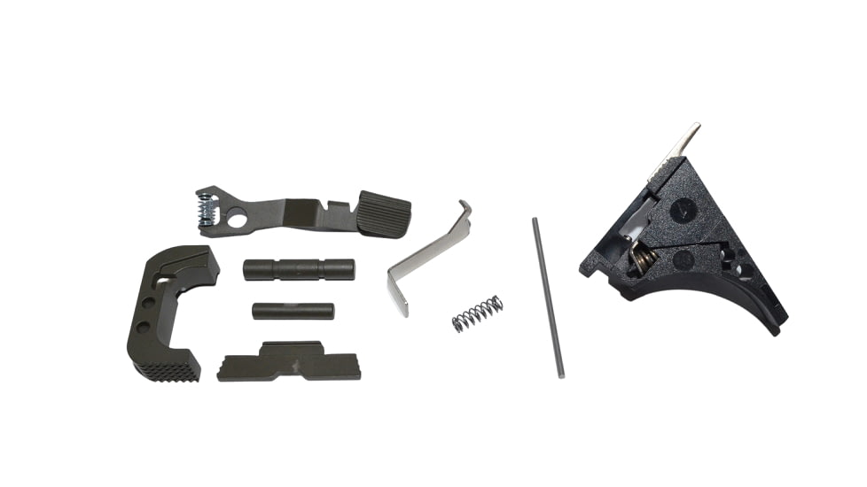 Centennial Defense Systems Glock 43 Lower Parts Kit, Strippled,2.5lb Mag Catch Spring, Factory Trigger Spring Weight, OD Green, LPK-EXT-MOD98