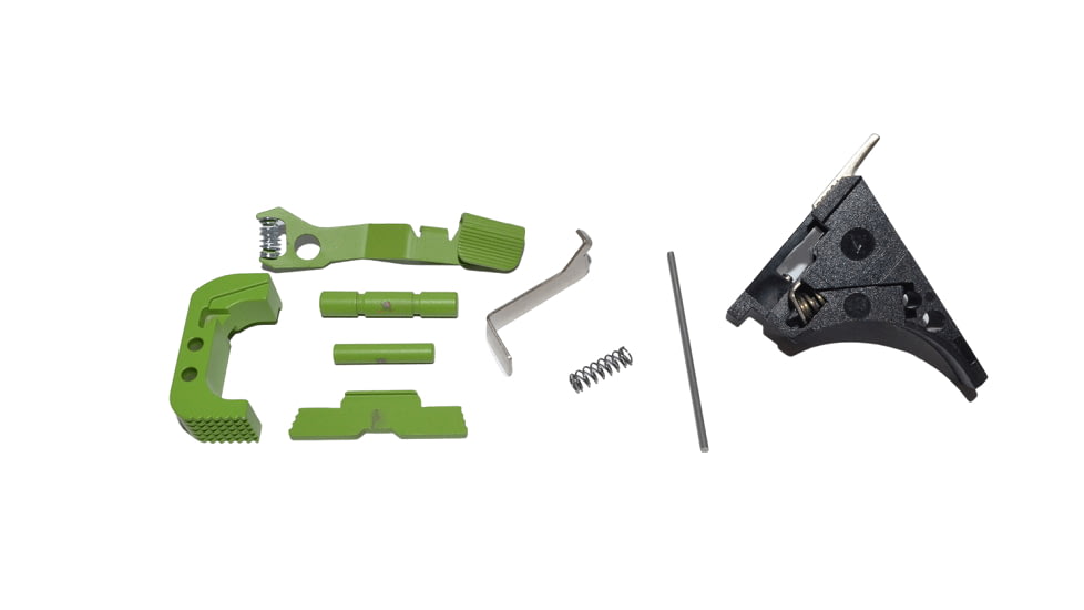 Centennial Defense Systems Glock 43 Lower Parts Kit, Strippled, 5lb Mag Catch Spring, 50% Power Trigger Spring, Zombie Green, LPK-EXT-MOD180