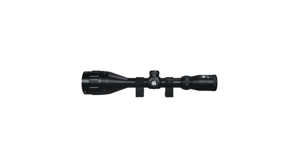 Nikko Stirling Mountmaster Rifle Scope 4-12x50mm Adjustable Objective Illuminated Mil-Dot Reticle Matte Black Finish With One Inch Rings