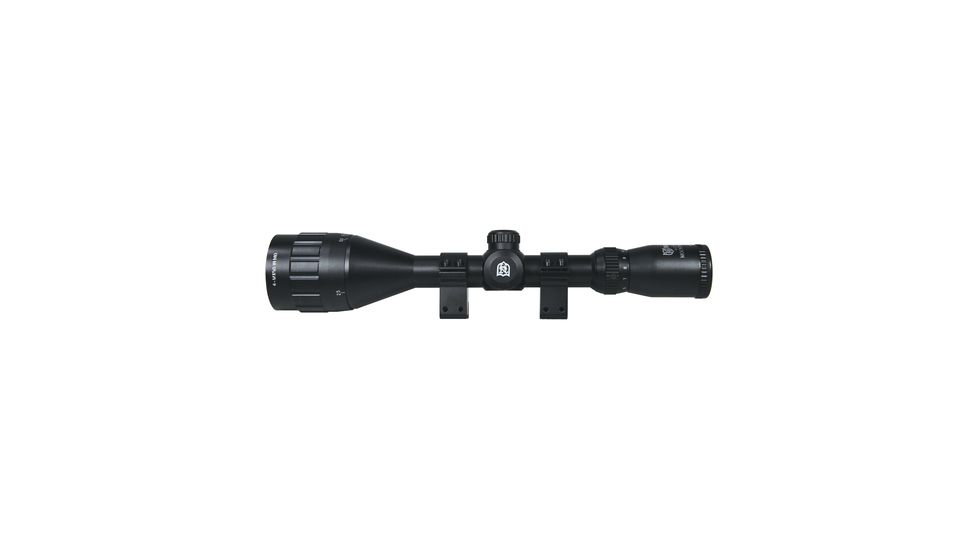 Nikko Stirling Mountmaster Rimfire Rifle Scope 4-12x50mm Adjustable Objective Illuminated Mil-Dot Reticle Matte Black Finish With 3/8 Inch Rings