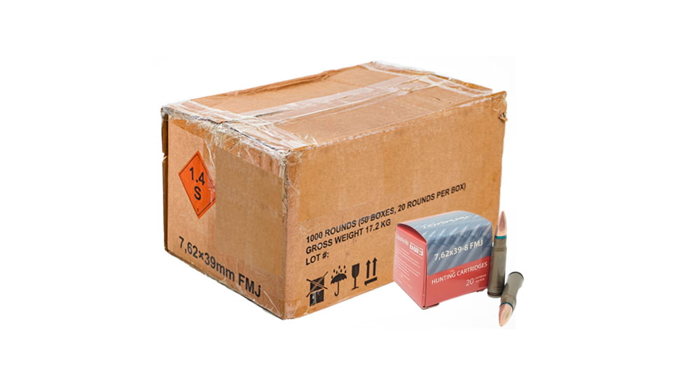 Red Army Standard BSP 7.62x39mm 122 Grain Full Metal Jacket Centerfire Rifle Ammo, 20 Rounds, CENTAM3387-20